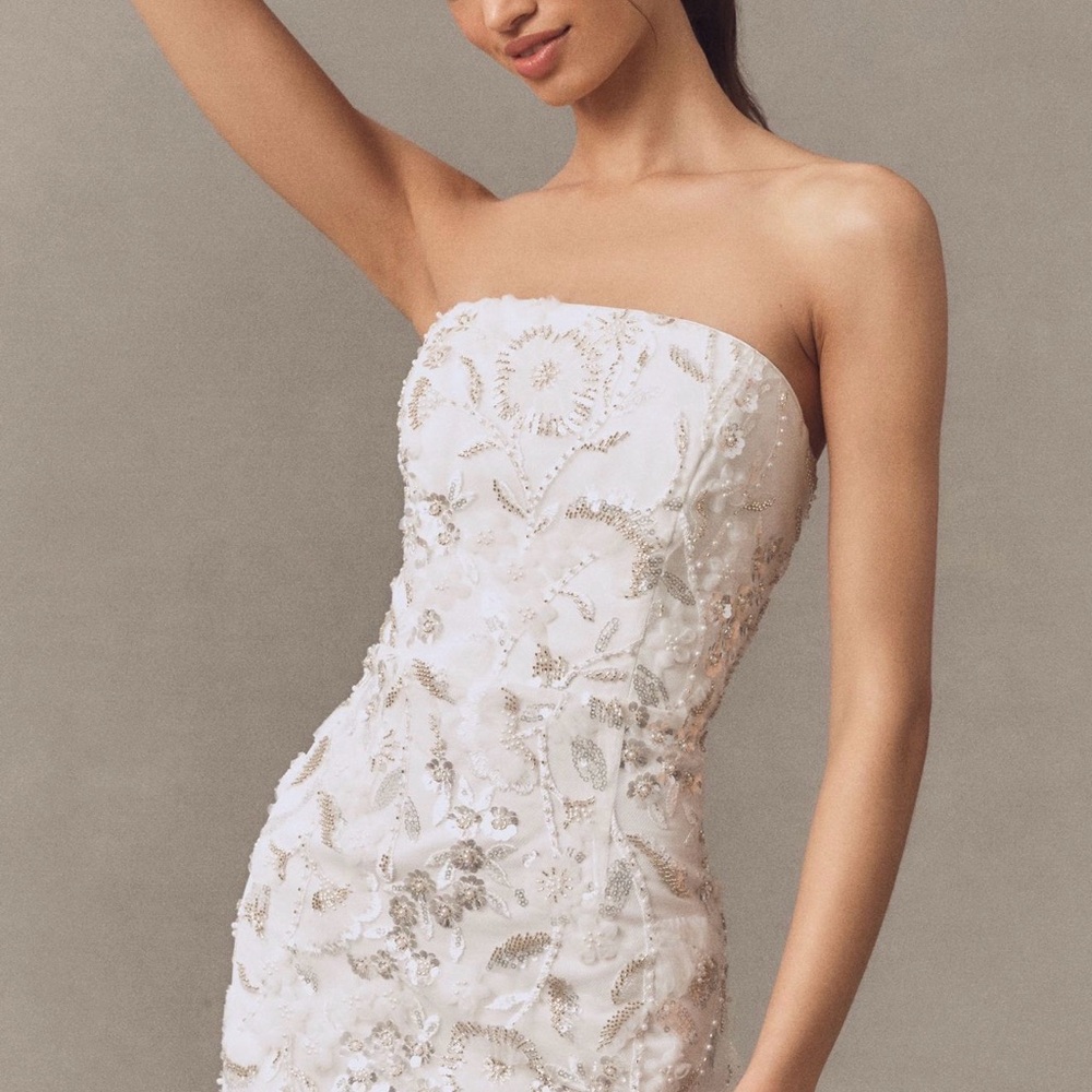 Milly Magnolia Strapless Beaded Sequin Maxi Dress